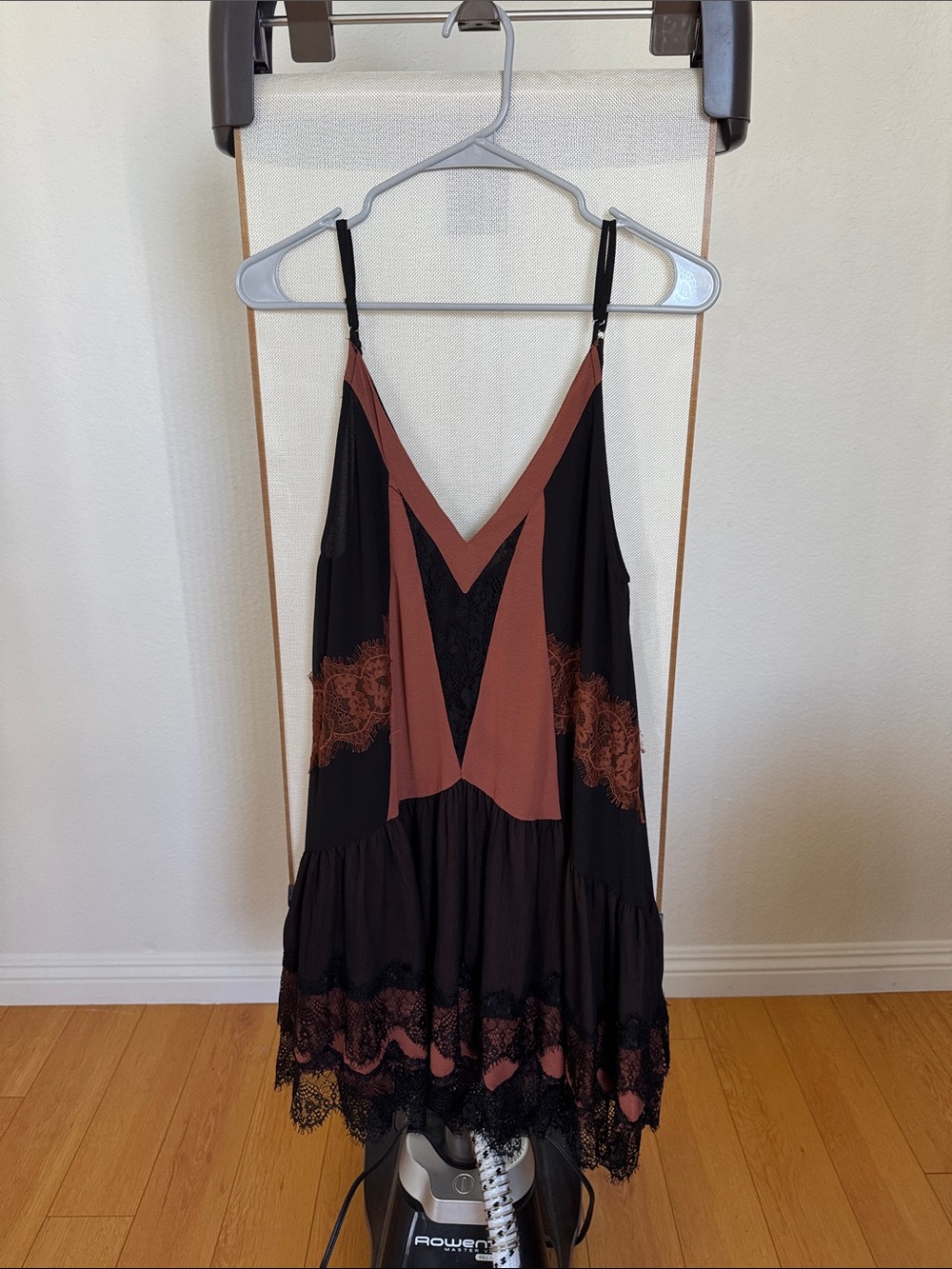 Zara Black Slip Dress with Lace Accents NWT